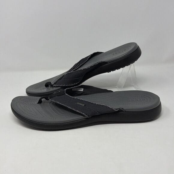 Crocs Men’s Size 13 Comfort Santa Cruz Thong Sandals 205612 Black STORE MODEL main image 6